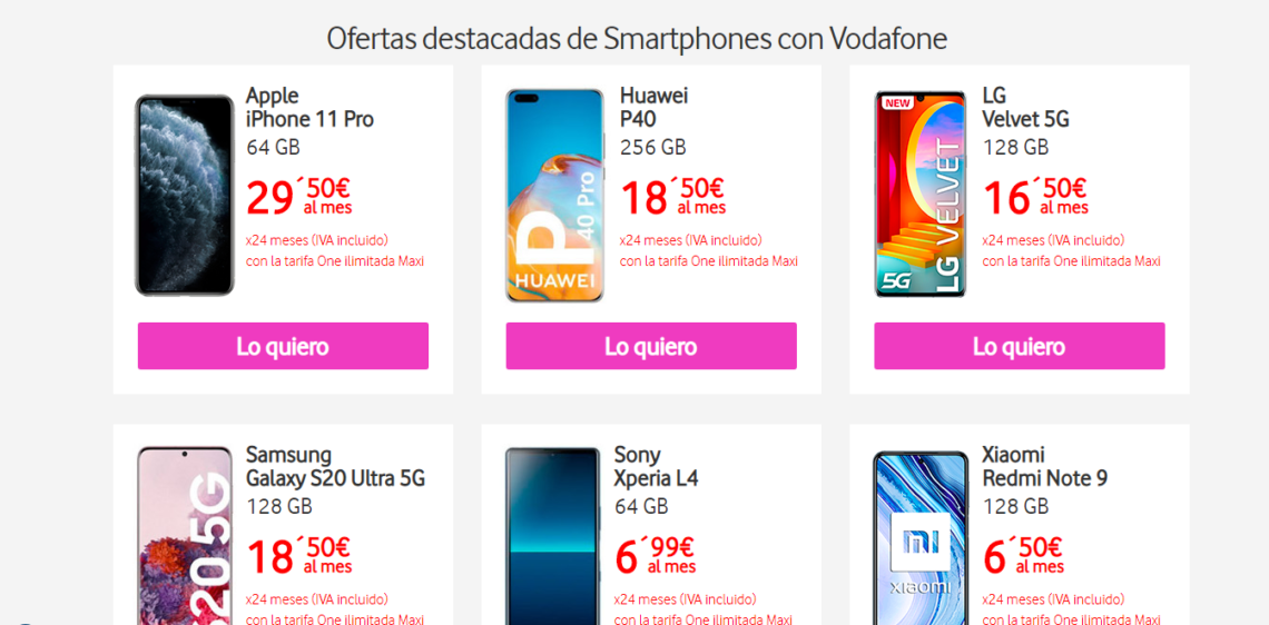 Descubre las ofertas destacadas de Smartphones con Vodafone - Planeta Red