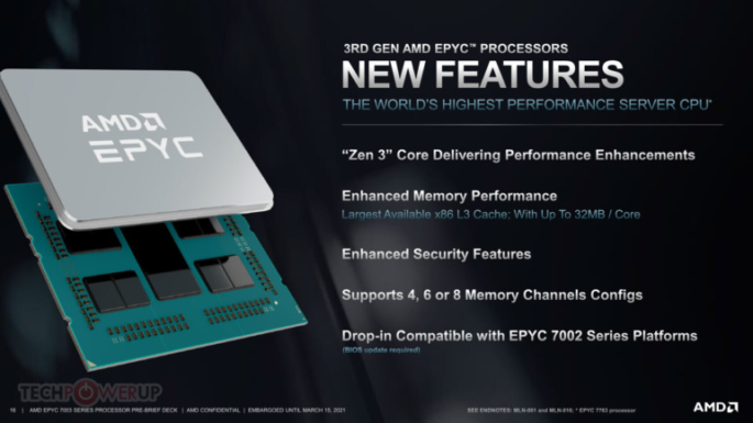 EPYC 7003: CPU de servidor Zen 3 de tercera generación